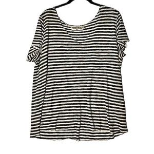 Urban Outfitters | Project Social Black and White Striped V-Neck Knit T-Shirt